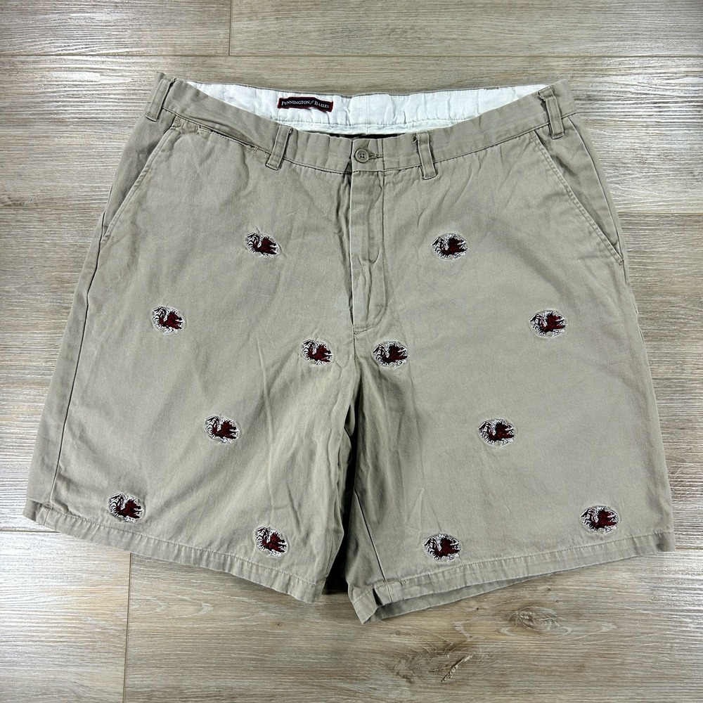 Pennington & Bailes Size 38 SC Gamecocks Beige Khaki 9" Embroidered Shorts